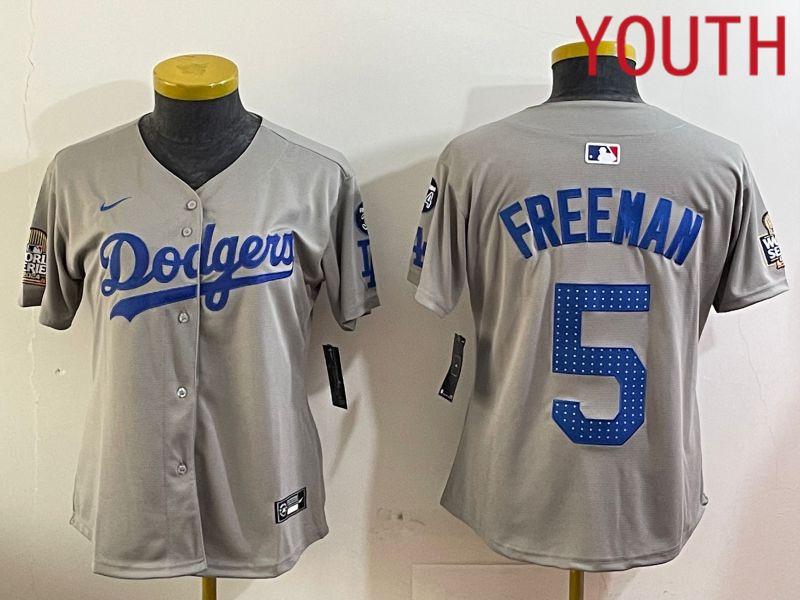 Youth Los Angeles Dodgers #5 Freeman Grey Game 2024 Nike MLB Jersey style 12055